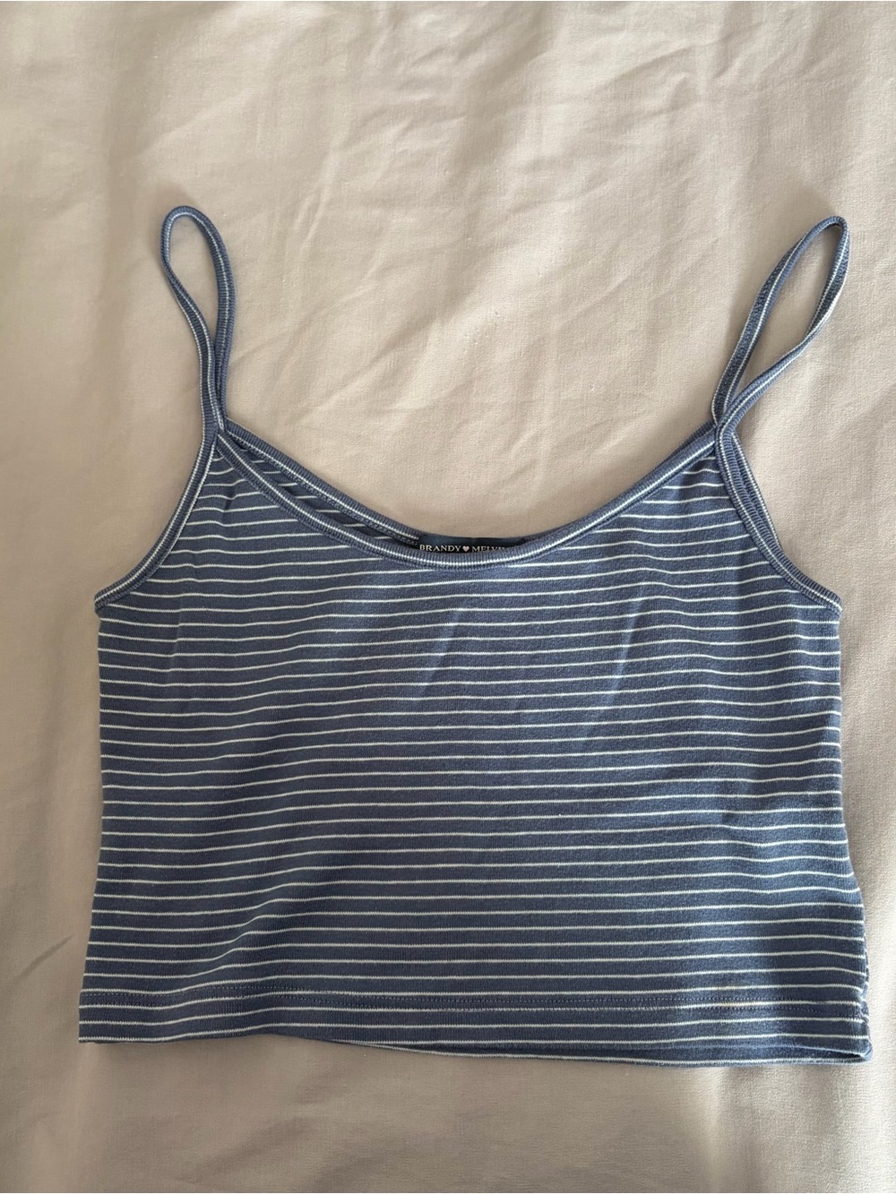 Brandy Melville Blue and White Striped Ribbed Cami